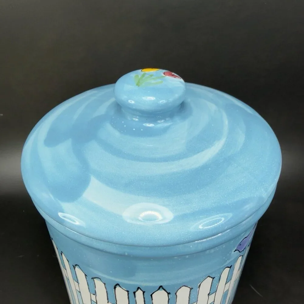 Starbucks Canister Cookie Jar Container Hand Painted Hungary Bunny Rabbit Flower - Picture 14 of 15